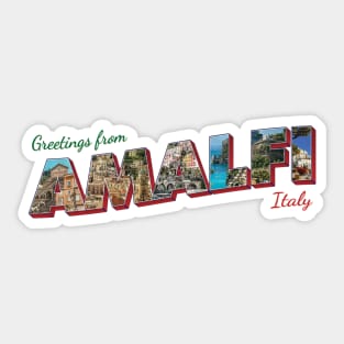 Greetings from Amalfi in Italy Vintage style retro souvenir Sticker